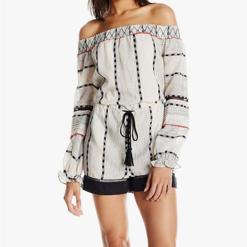 Anthropologie Hei Hei Embroidered Off‎ the Shoulder Romper